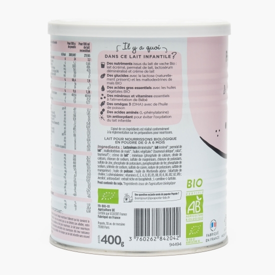 Lapte praf eco pentru sugari (Etapa 1), 0-6 luni, 400g