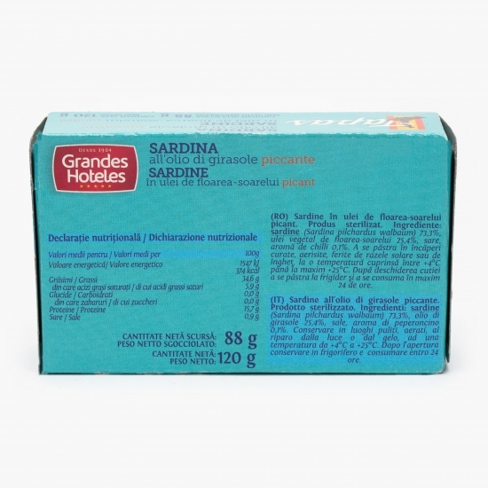 Sardine în ulei de floarea-soarelui picant 120g
