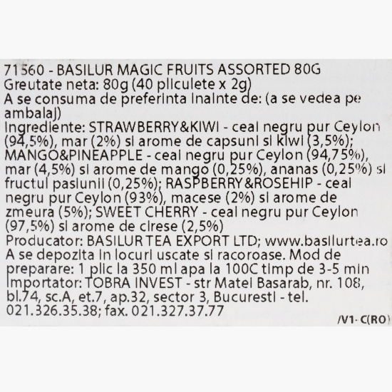 Ceai negru cu fructe asortat Magic Fruits, 40 plicuri