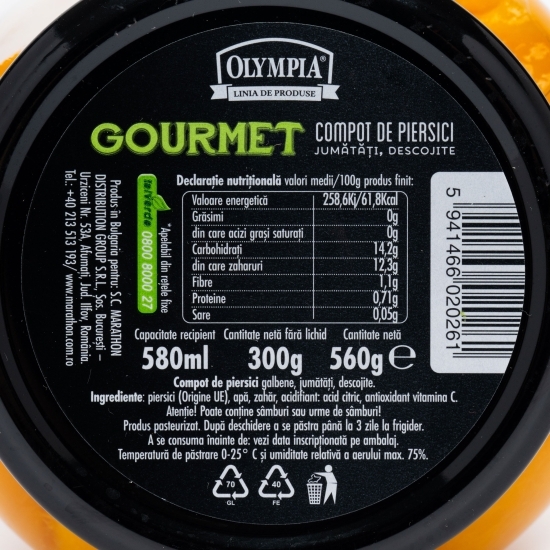 Compot piersici jumătăți, decojite 560g