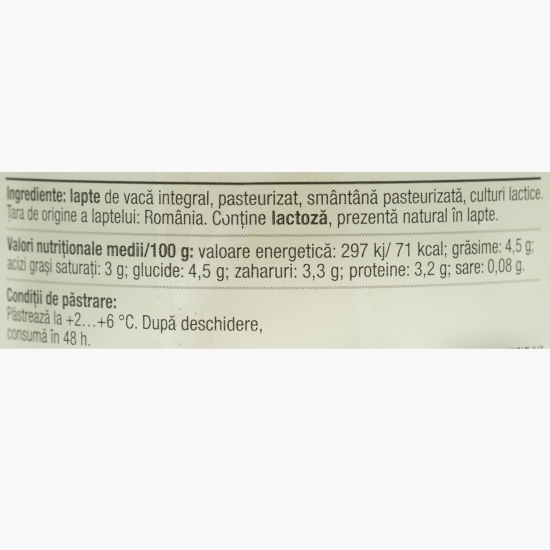 Iaurt molcuț 4.5% grăsime, 190g