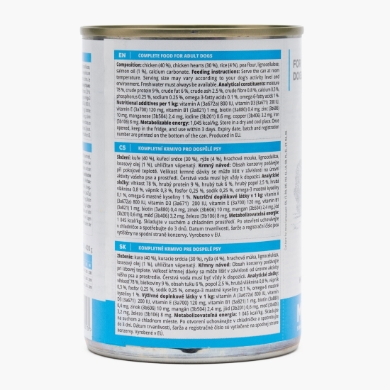 Hrană umedă completă pentru câini adulți, cu pui și orez, 400g