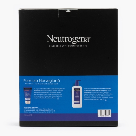 Set cadou Formula Norvegiană: Loțiune de corp intens hidratantă cu absorbție rapidă pentru pielea uscată 400ml și  Cremă de mâini cu absorbție rapidă 75ml