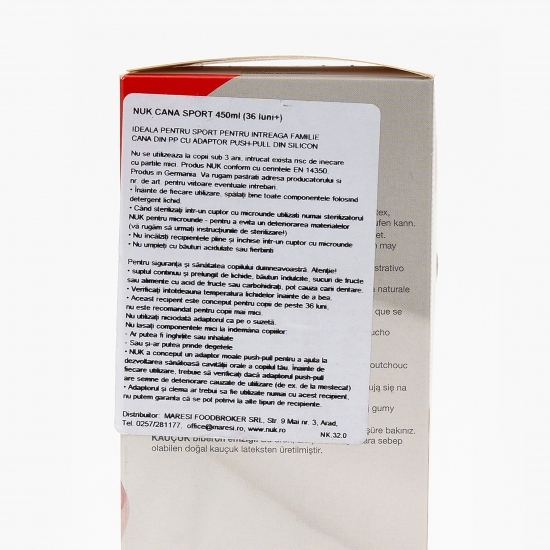 Cană sport roșu, 36+ luni, 450ml