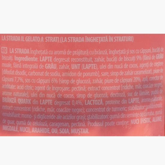 Înghețată cu căpșuni, cheesecake și biscuiți A Strati, 473ml (330g)