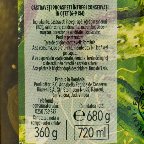 Castraveți în oțet 680g