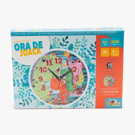 Puzzle cu ceas Ora de joacă - Dinozauri 6+ ani