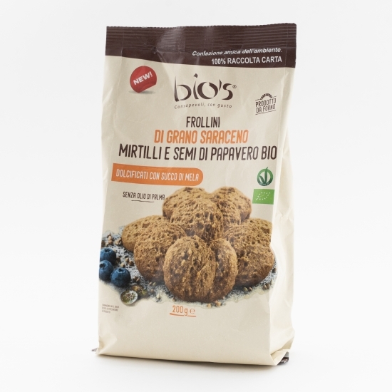 Biscuiți eco rotunzi fără zahăr din hrișcă, afine și semințe mac 200g