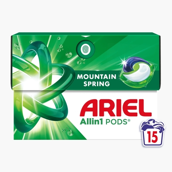 Detergent de rufe capsule All-in-One Pods Mountain Spring, 15 spălări, 15 buc