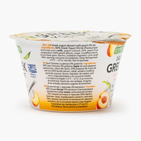 Iaurt grecesc cu piersici, 0% grăsime, 150g