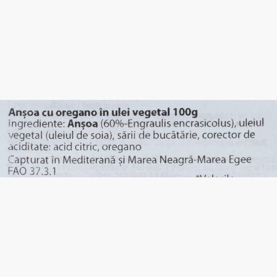 Anșoa cu oregano în ulei vegetal 100g
