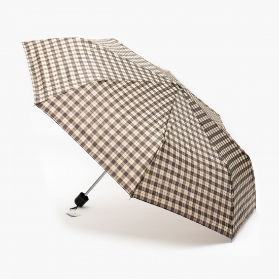 Umbrelă pliabilă carou negru, adult, 24cm