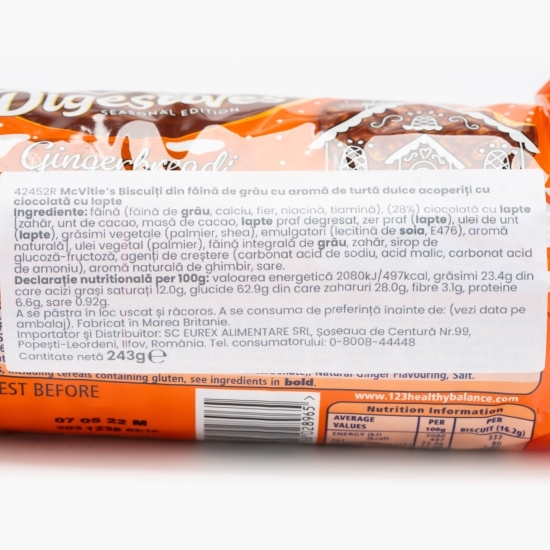 Biscuiți digestivi cu ciocolată și aromă de turtă dulce 243g