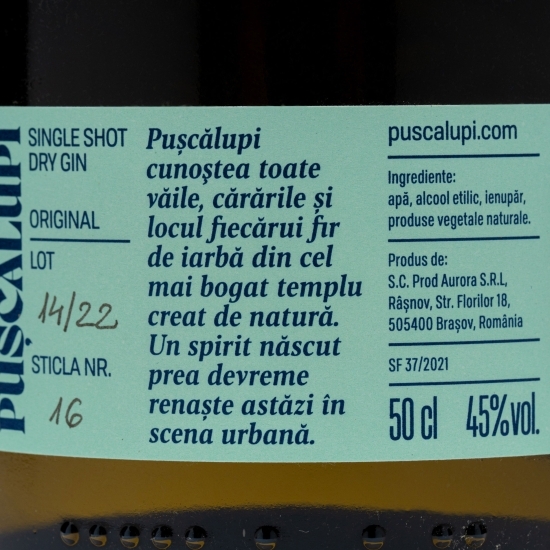 Gin Single Shot Dry 45%alc. 0.5l