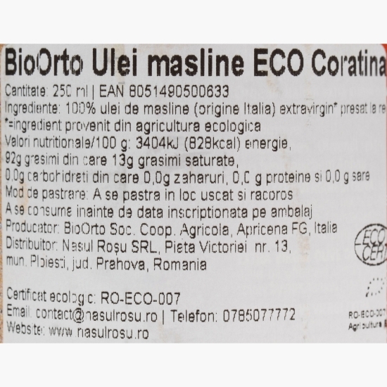 Ulei măsline extravirgin eco Coratina 250ml