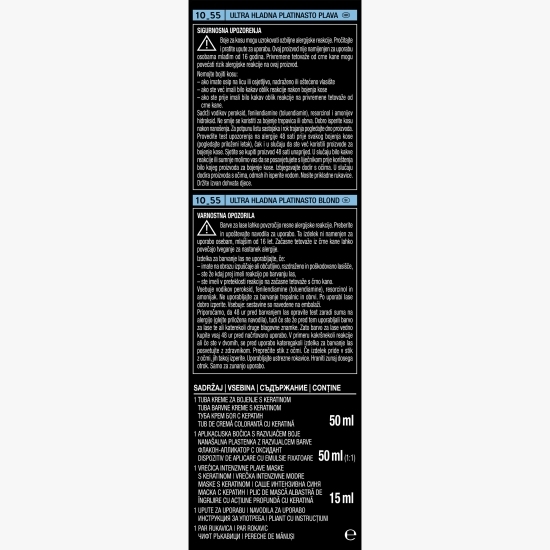 Vopsea de păr permanentă Cool and Ashy, 10-55 blond platinat ultra rece 115ml