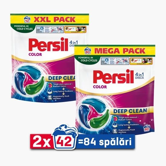 Detergent de rufe capsule 4în1 Discs Color Deep Clean, 2x42 spălări