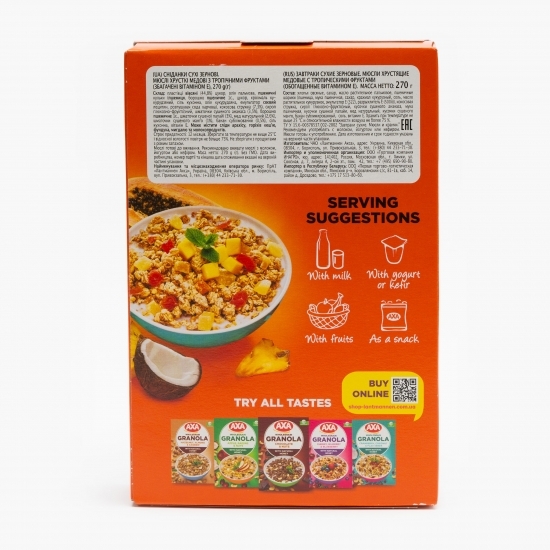 Cereale de ovăz cu miere naturală și fructe tropicale 270g