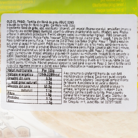 Tortillas din făină de grâu 8 buc 326g