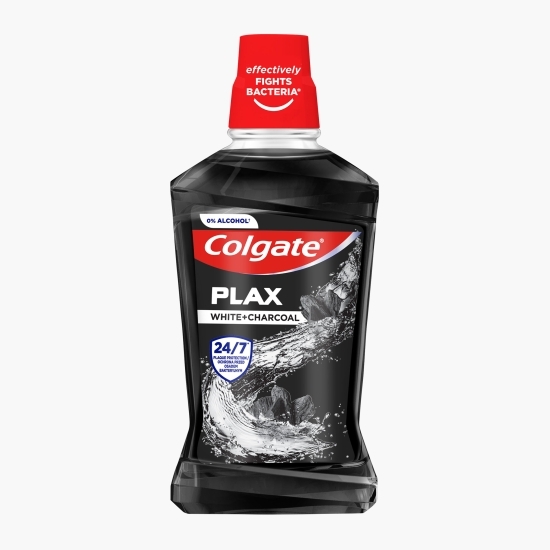 Apă de gură cu efect de albire Plax White+Charcoal, zero alcool, 0.5l