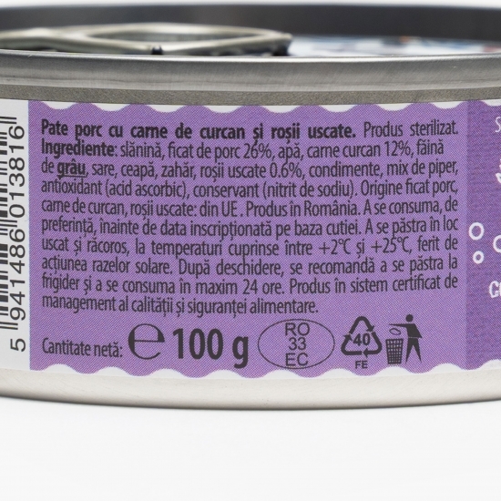 Pate de porc și curcan rețetă Alina 100g
