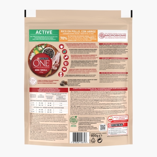 Hrană uscată pentru câini, 800g, One Mini Active, cu pui și orez