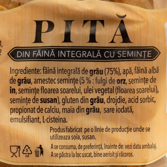 Pită din făină integrală și semințe 400g