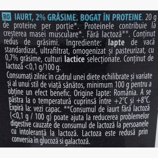 Iaurt natural cu 2% grăsime, 20g proteine, 200g