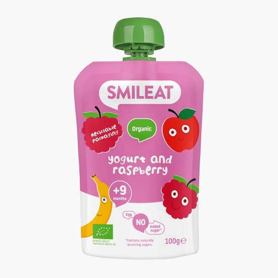 Piure eco zmeură și iaurt grecesc +9 luni, 100g