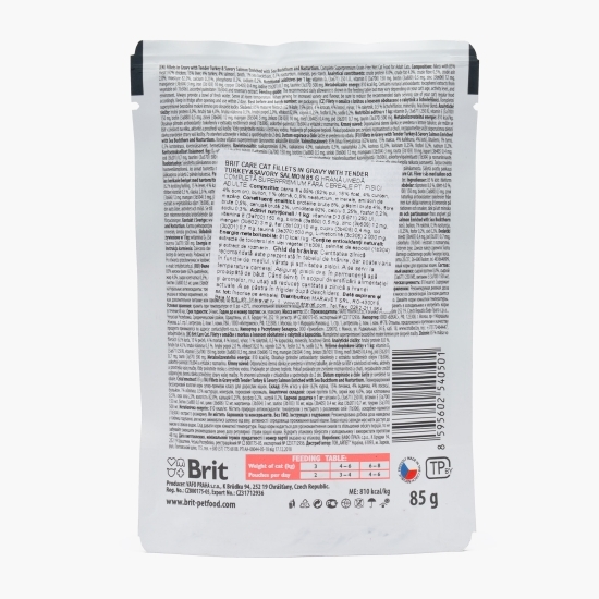 Hrană umedă pentru pisici adulte, cu curcan și somon Fillets in gravy, 85g