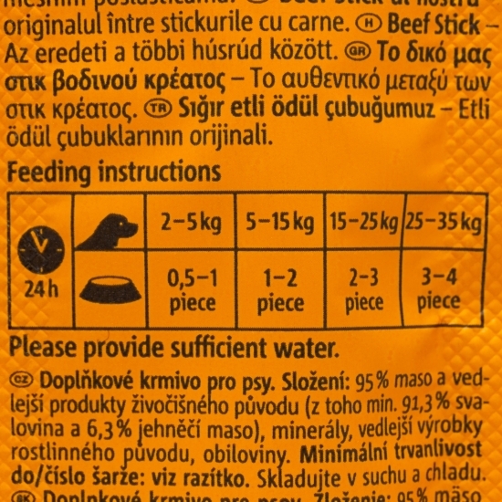 Recompensă pentru câini Stick cu vită și miel 12g