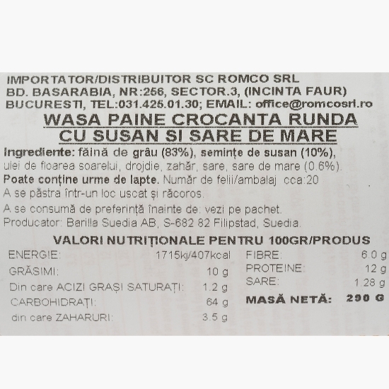 Pâine prăjită cu susan și sare de mare 290g