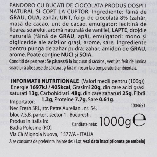 Pandoro cu bucăți de ciocolată 1000g