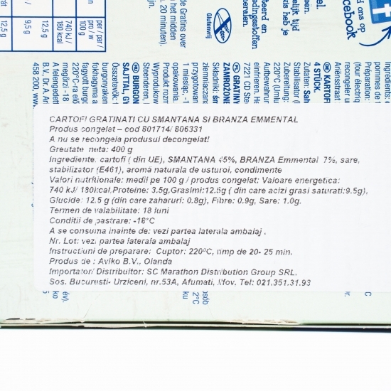 Cartofi gratinați cu smântână și brânză emmental 400g