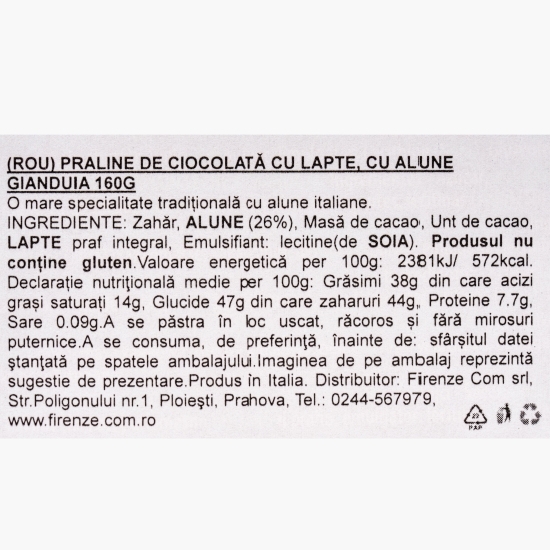 Praline de ciocolată cu lapte cu alune Gianduiotto 160g