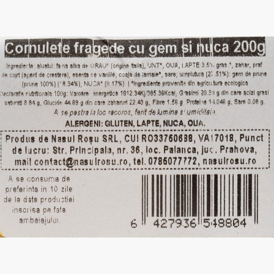 Cornulețe fragede cu gem și nucă 200g
