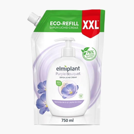 Rezervă săpun lichid cremă, eco Semințe de in & lapte din orez 0.75l