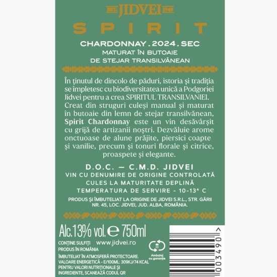 Vin alb sec Chardonnay, 13%, 0.75l