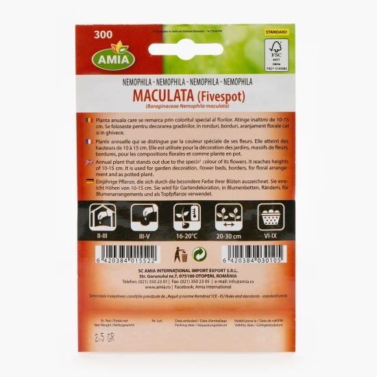 Semințe nemophila albă cu pete violet  2.5g