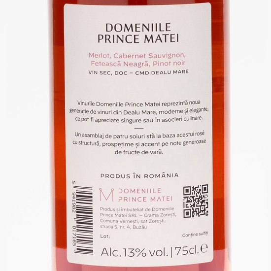 Vin rose sec Merlot & Cabernet & Fetească Neagră & Pinot Noir, 13%, 750ml