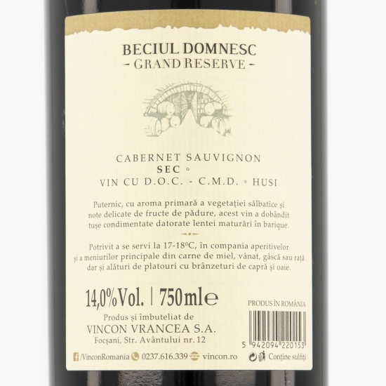 Vin roșu sec Cabernet Sauvignon, 14%, 0.75l