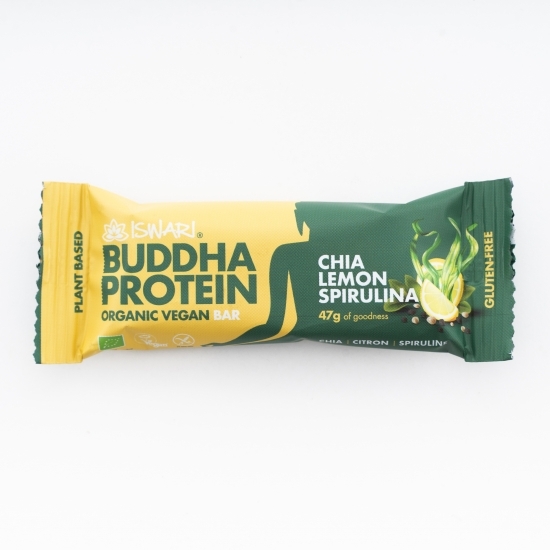 Baton proteic eco Buddha cu lămâie, chia și spirulină 47g