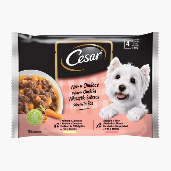 Hrană umedă pentru câini adulți, 4x100g, selecții de carne în sos 