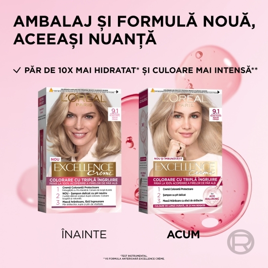 Vopsea de păr permanentă, 9.1 Blond foarte deschis cenușiu 192ml