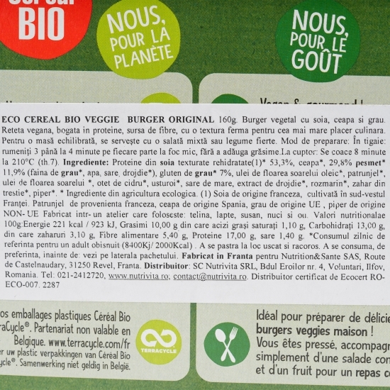 Burger vegan cu cereale, eco 2x80g
