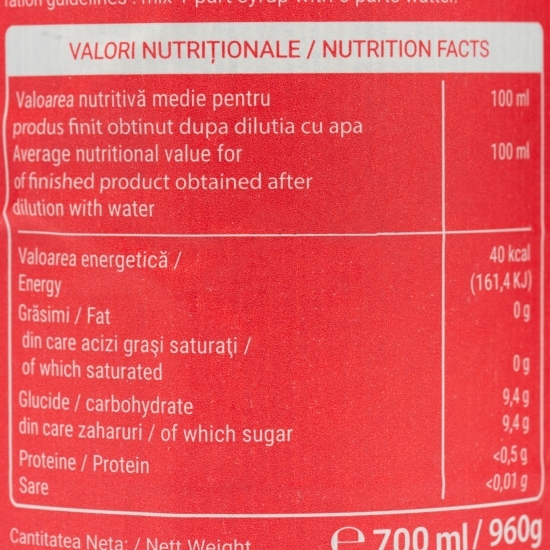 Sirop de zmeură 0.7l