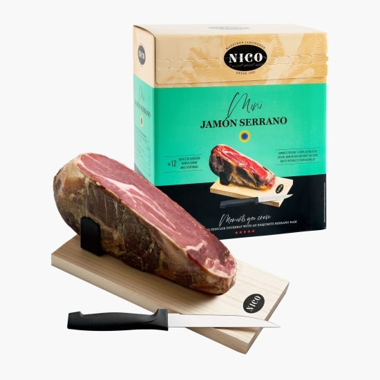 Mini Jamon Serrano cu suport și cuțit 0.95 kg