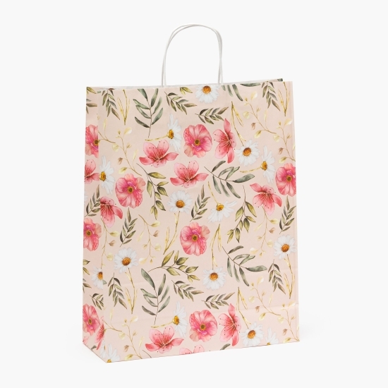 Pungă cadou cu model floral, jumbo, 41 x 32 x 12cm