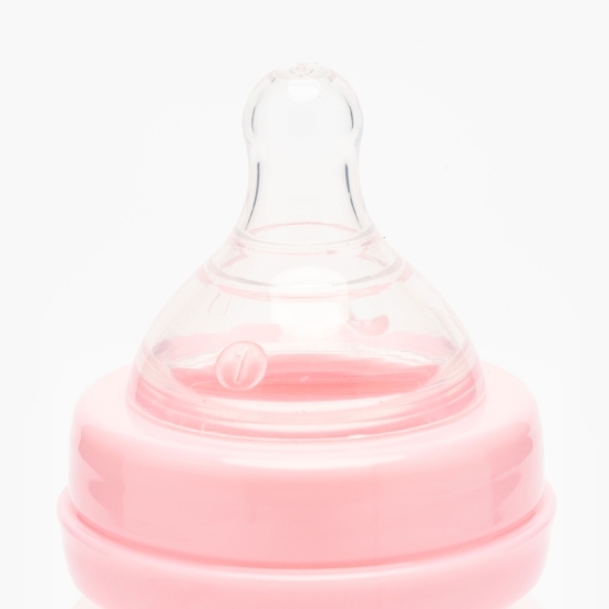 Biberon polipropilenă gât larg roz, +0 luni, 150ml
