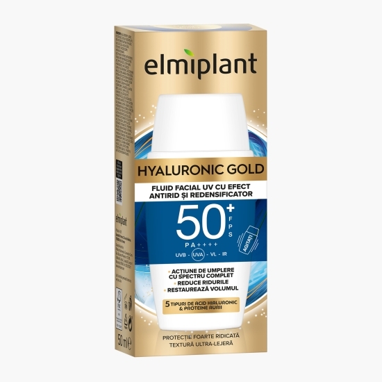 Cremă de zi cu efect antirid și redensificator Hyaluronic Gold SPF 50+, 50ml  
